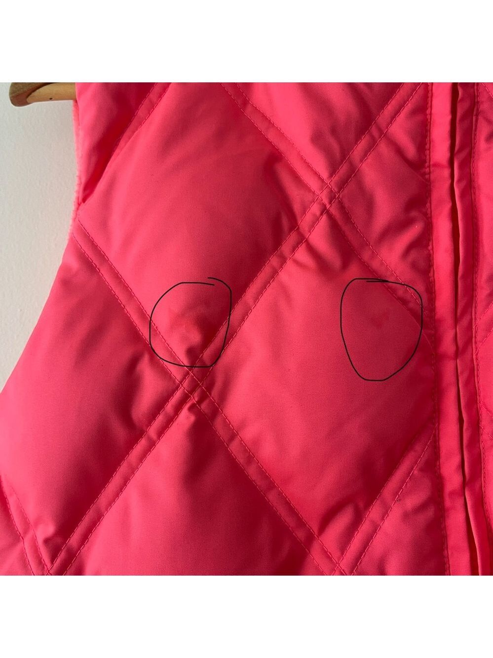 GAP vintage y2k Bright Pink down puffer Vest size small women’s fleece - Picture 7 of 7